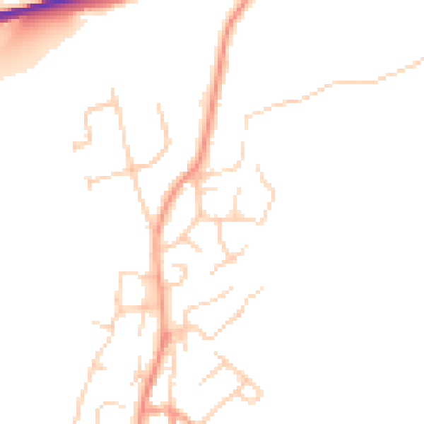 Daytime road noise heatmap for TN2 4DH
