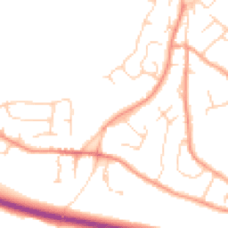 Daytime road noise heatmap for TN2 4DZ
