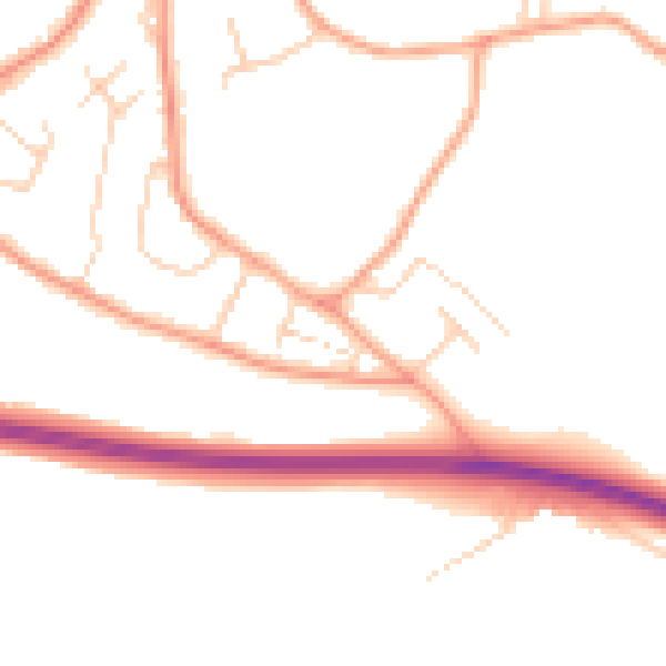 Daytime road noise heatmap for TN2 4LB