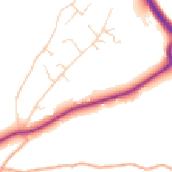 Daytime road noise heatmap for TN2 4ND