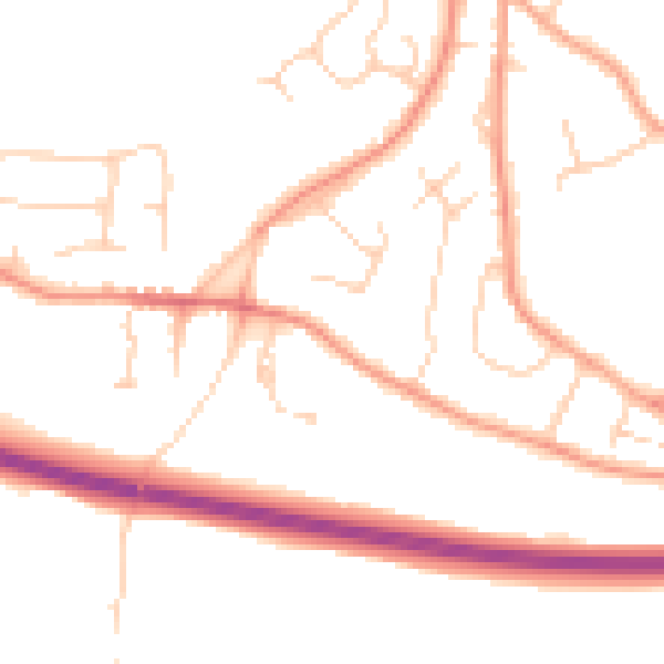 Daytime road noise heatmap for TN2 4PB
