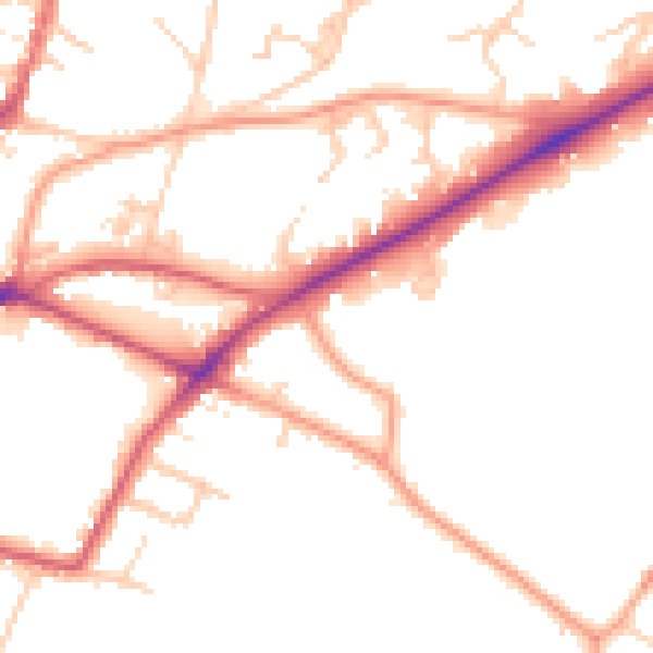 Daytime road noise heatmap for TN2 4UJ