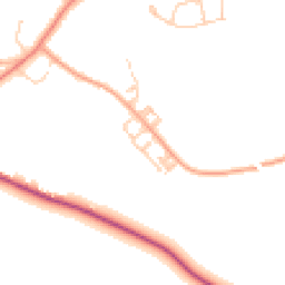 Daytime road noise heatmap for TN2 5JQ