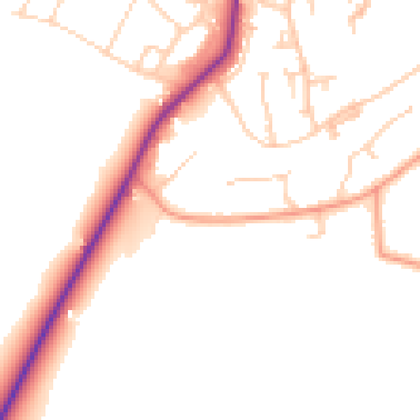 Daytime road noise heatmap for TN2 5PB