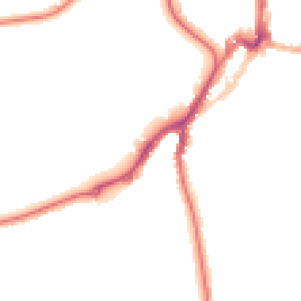 Night-time road noise heatmap for TN2 5TW