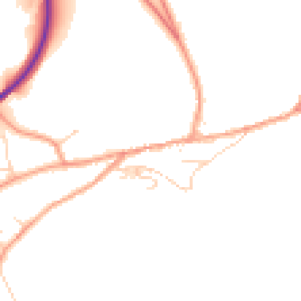 Daytime road noise heatmap for TN20 6AB