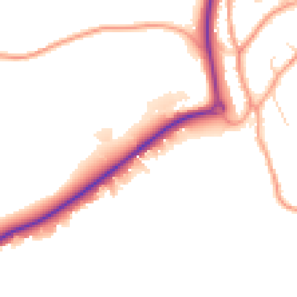 Daytime road noise heatmap for TN20 6ED