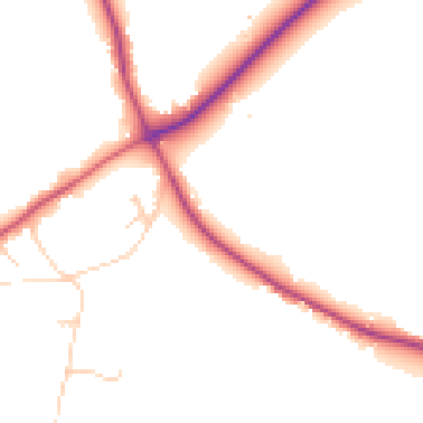 Daytime road noise heatmap for TN25 4AT