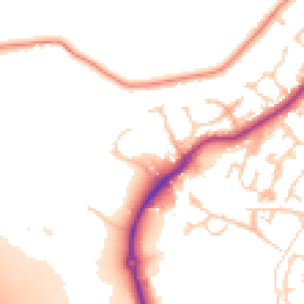 Daytime road noise heatmap for TN25 4AZ