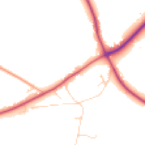 Daytime road noise heatmap for TN25 4BJ