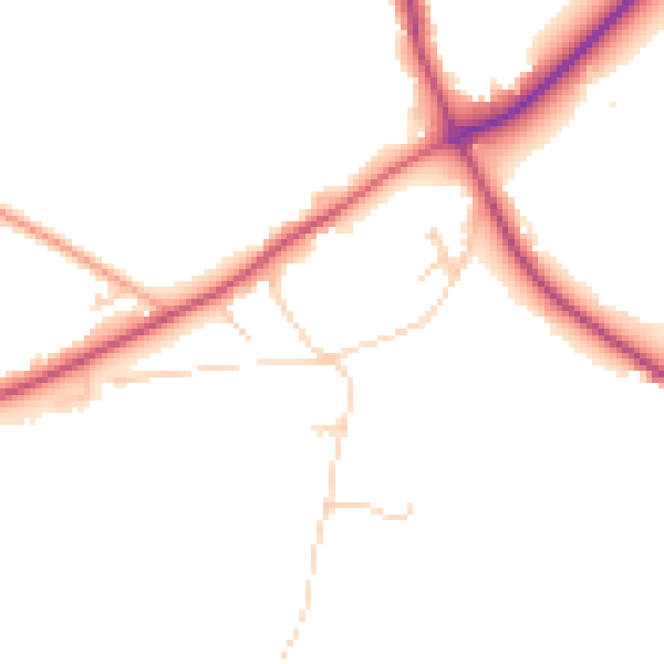 Daytime road noise heatmap for TN25 4BT