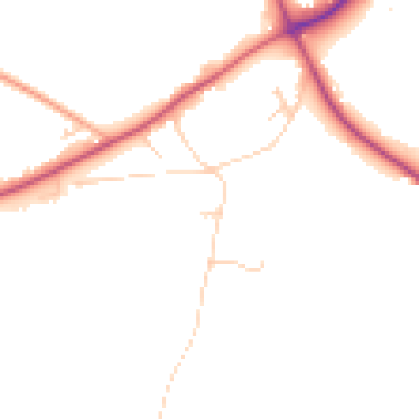 Daytime road noise heatmap for TN25 4BX