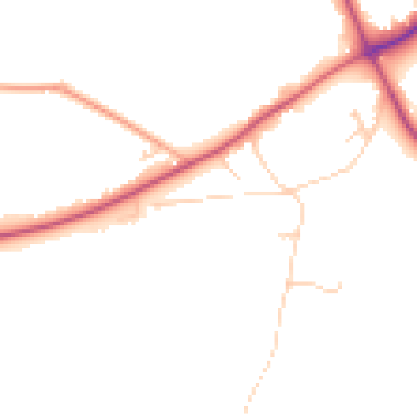 Daytime road noise heatmap for TN25 4DE