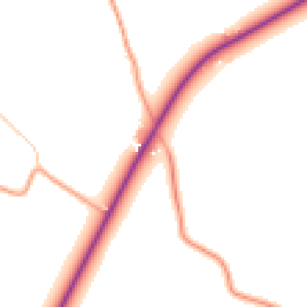 Daytime road noise heatmap for TN25 4ET