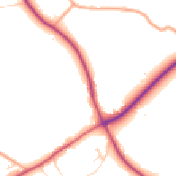Daytime road noise heatmap for TN25 4FP