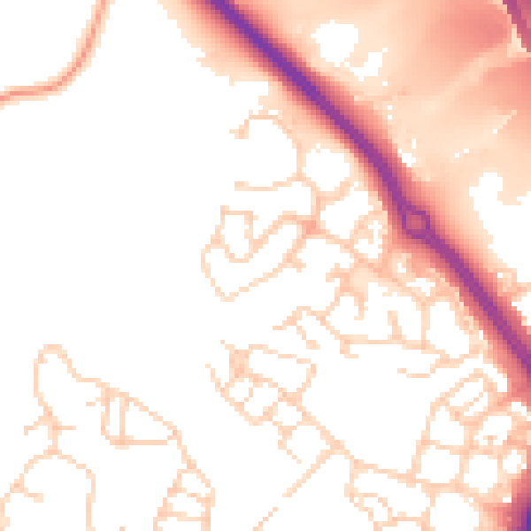 Daytime road noise heatmap for TN25 4GB