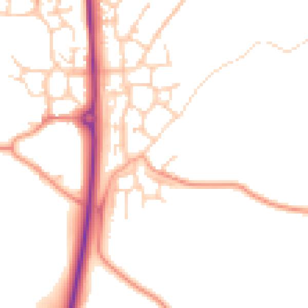Daytime road noise heatmap for TN25 7EX
