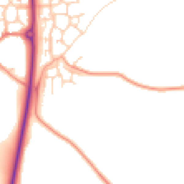 Daytime road noise heatmap for TN25 7LW