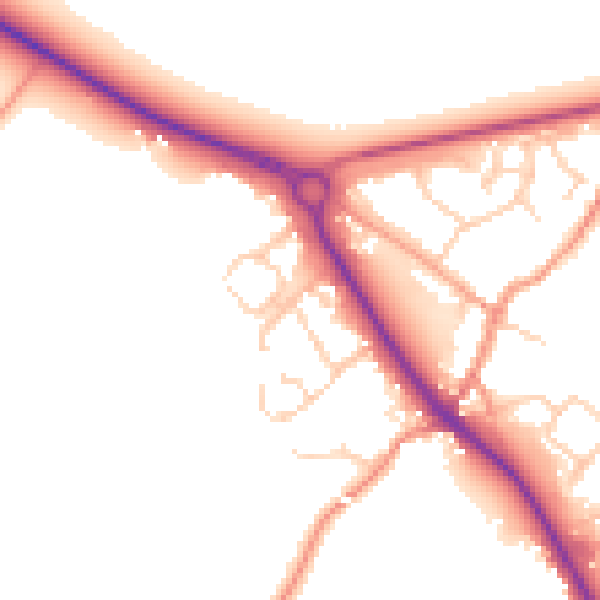 Daytime road noise heatmap for TN27 0AA