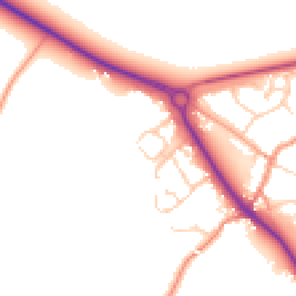 Daytime road noise heatmap for TN27 0AP