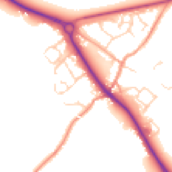 Daytime road noise heatmap for TN27 0AW