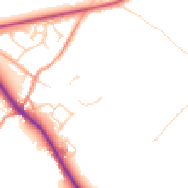 Daytime road noise heatmap for TN27 0DL