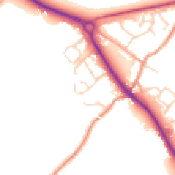 Daytime road noise heatmap for TN27 0GX