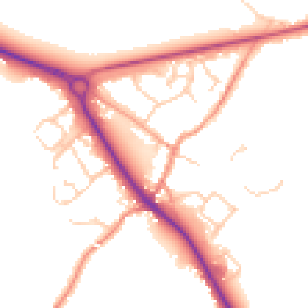 Daytime road noise heatmap for TN27 0HT