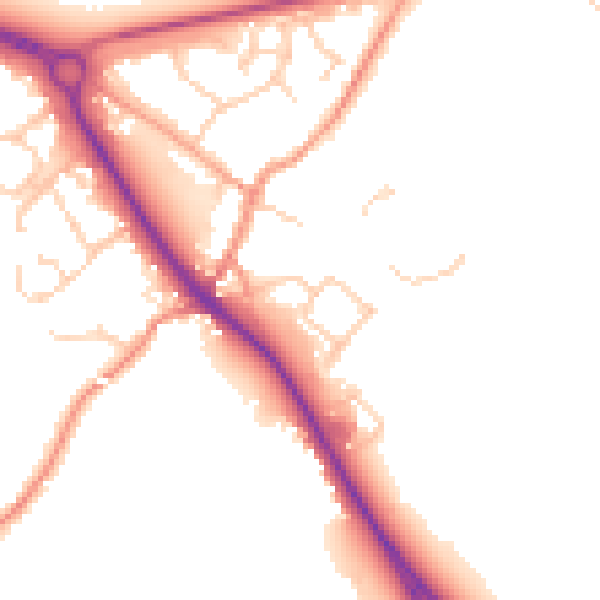 Daytime road noise heatmap for TN27 0JJ