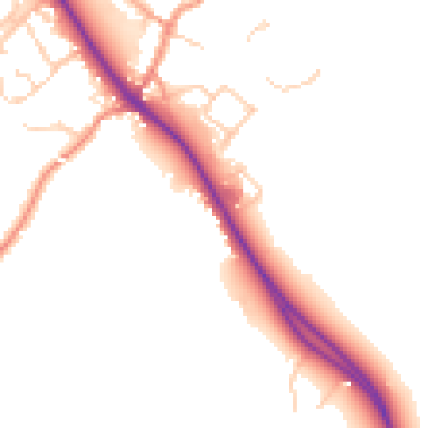 Daytime road noise heatmap for TN27 0JL