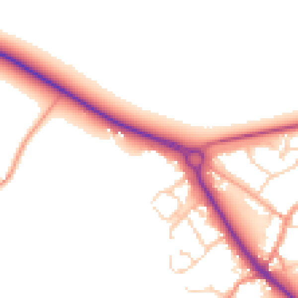 Daytime road noise heatmap for TN27 0JS