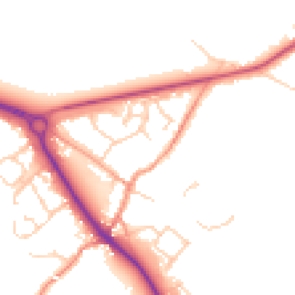 Daytime road noise heatmap for TN27 0LB