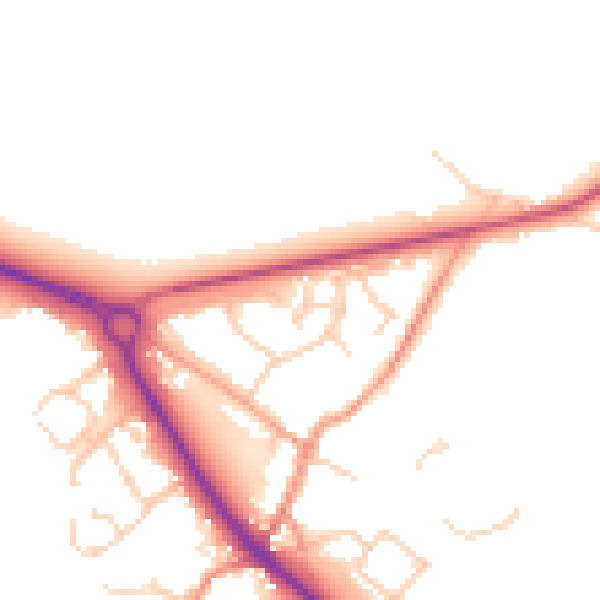 Daytime road noise heatmap for TN27 0LL