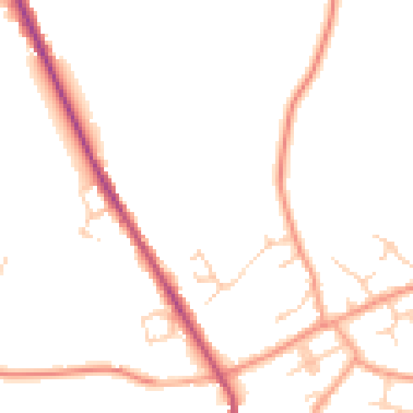 Daytime road noise heatmap for TN27 9FP