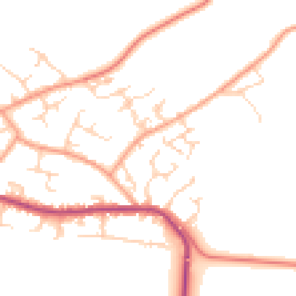 Daytime road noise heatmap for TN27 9UE