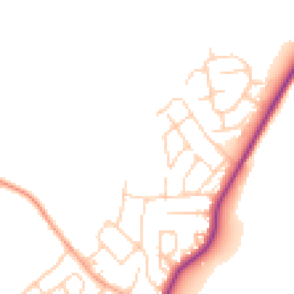 Daytime road noise heatmap for TN29 0AP