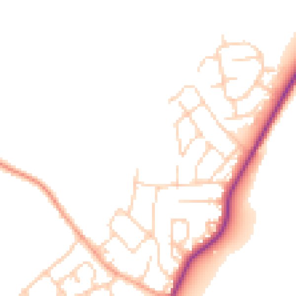 Daytime road noise heatmap for TN29 0AQ