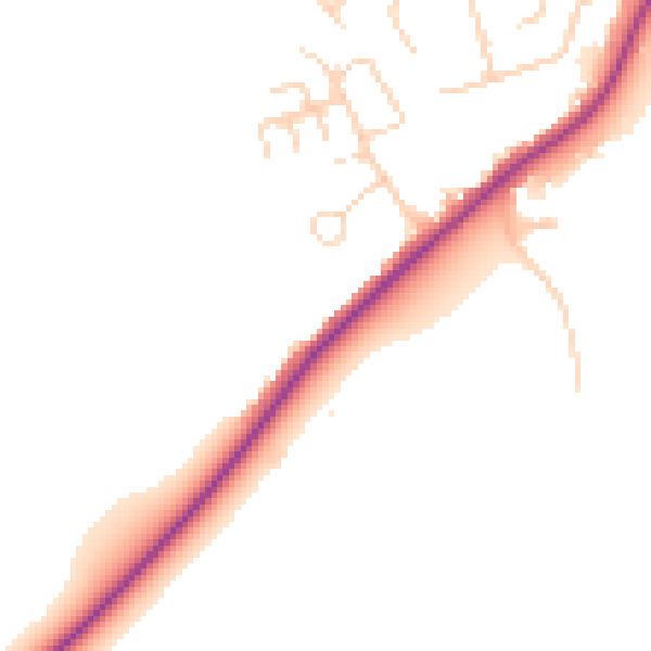 Daytime road noise heatmap for TN29 0ET