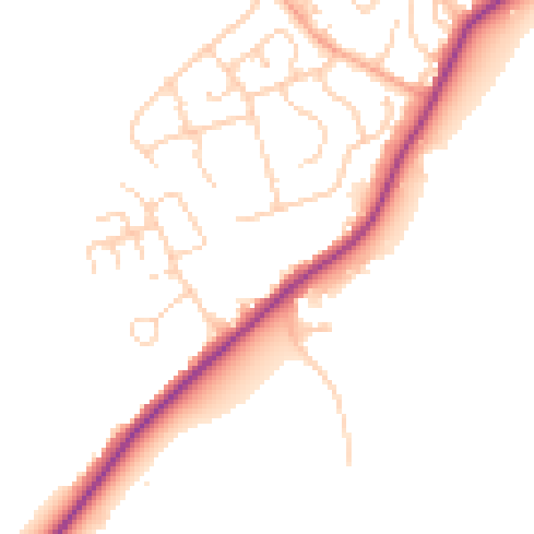Daytime road noise heatmap for TN29 0HQ