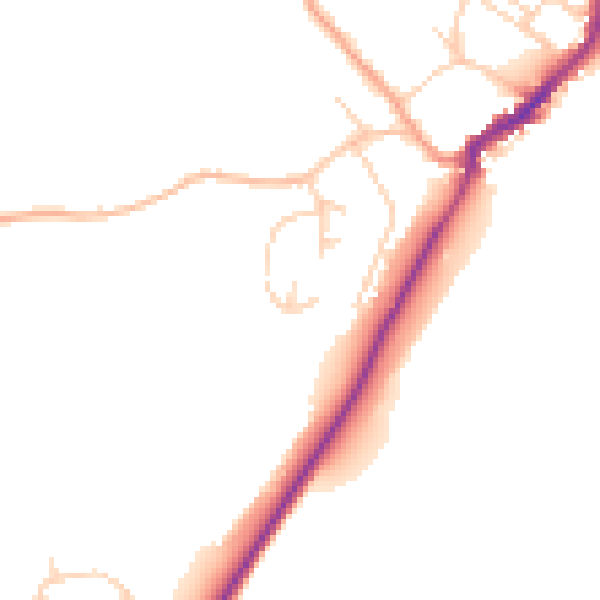 Daytime road noise heatmap for TN29 0PZ
