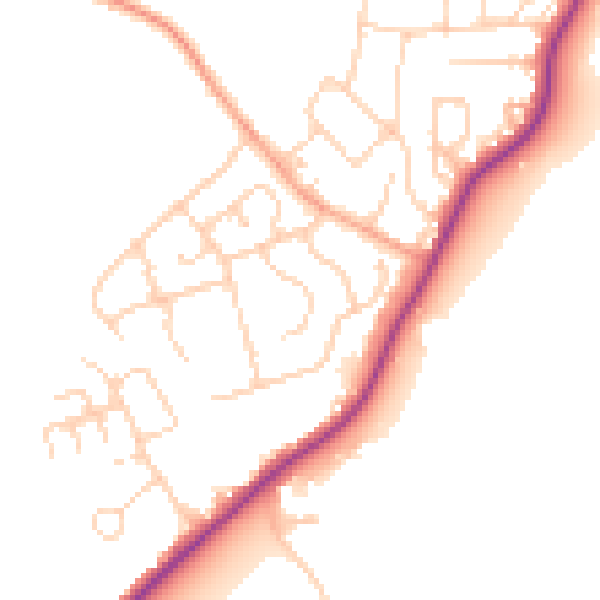 Daytime road noise heatmap for TN29 0XF