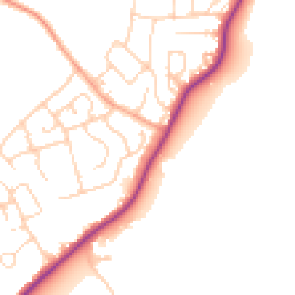 Daytime road noise heatmap for TN29 0XW