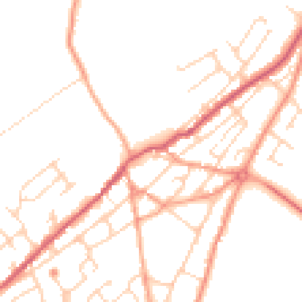 Daytime road noise heatmap for TN29 9DY