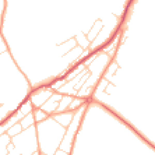 Daytime road noise heatmap for TN29 9EE