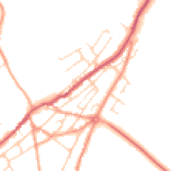 Daytime road noise heatmap for TN29 9EF