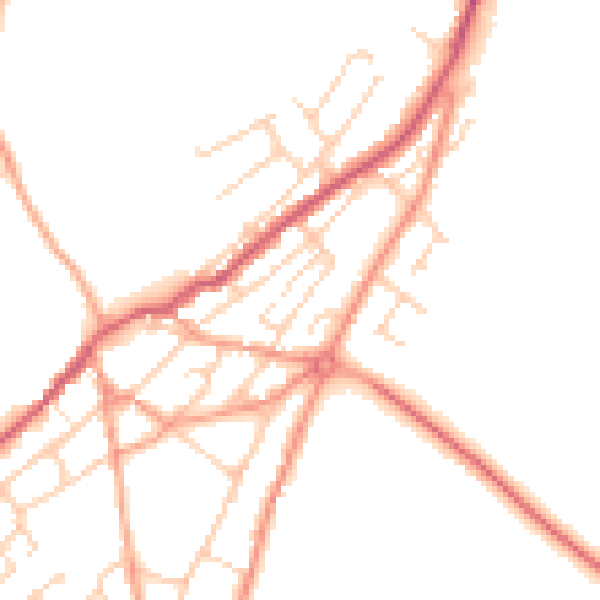 Daytime road noise heatmap for TN29 9EJ