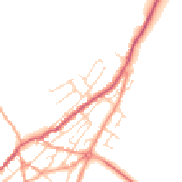 Daytime road noise heatmap for TN29 9LA