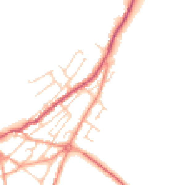 Daytime road noise heatmap for TN29 9LY