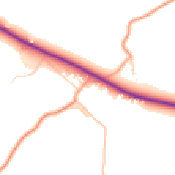 Daytime road noise heatmap for TN29 9SJ