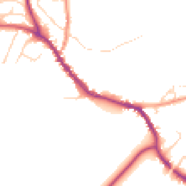 Daytime road noise heatmap for TN33 0AQ